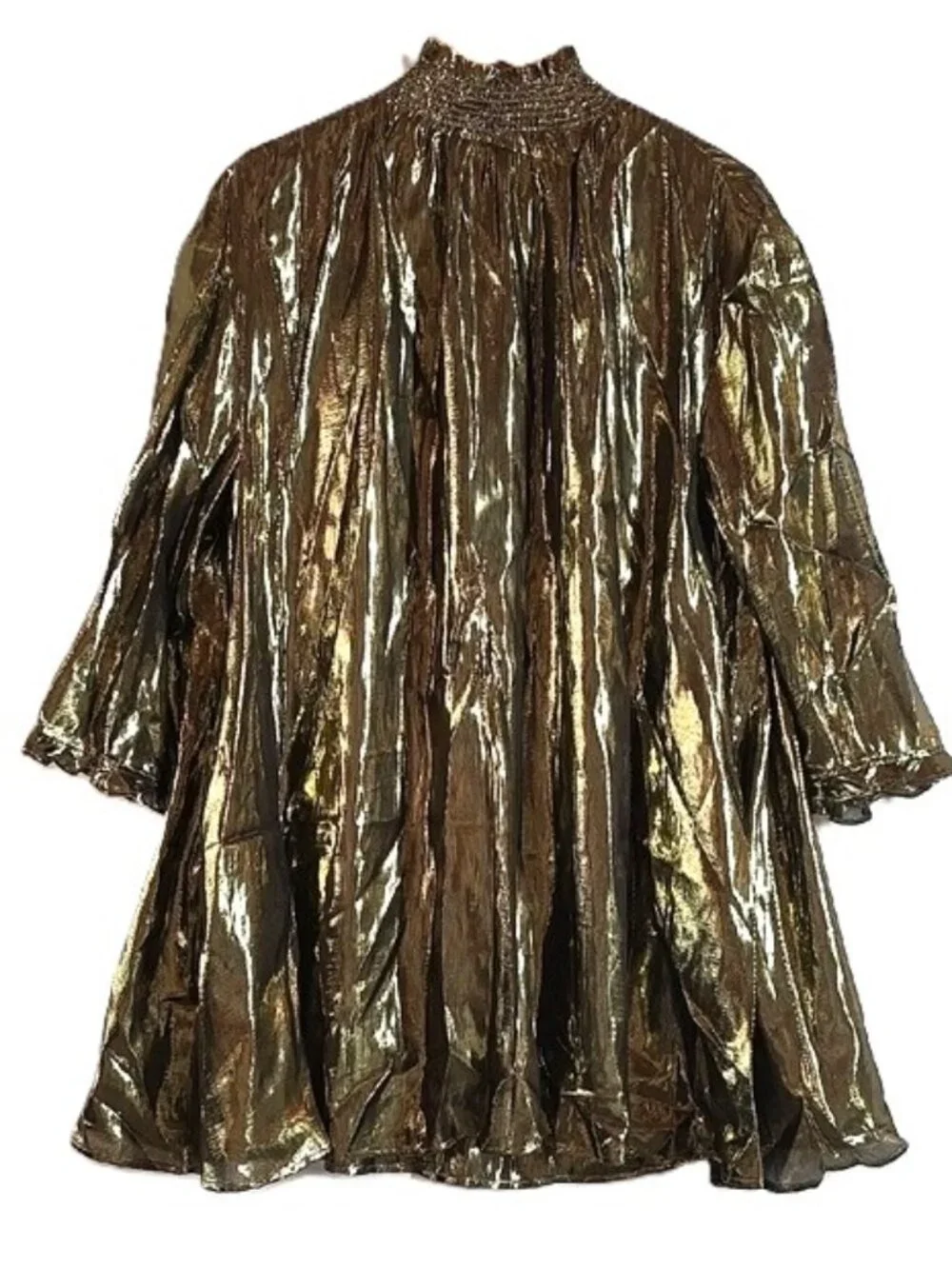 NEW $595 RHODE PRIYA METALLIC SILK BLEND TRAPEZE STYLE MINI DRESS #3 SIZE XS/S - Picture 4 of 13